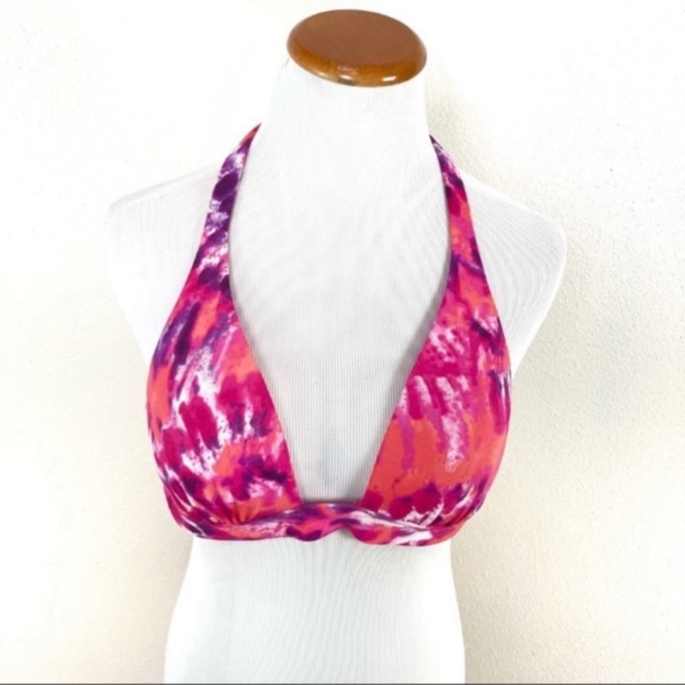 Victoria’s Secret VS Pink Pattern Halter Tie Swim Bikini Top Women’s Sz Medium